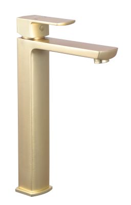 Mitigeur haut pour lavabo DOUR laiton brosse - vidage clic-clac laiton assorti