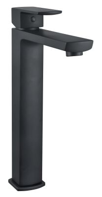 Mitigeur haut pour lavabo DOUR noir - vidage clic-clac laiton assorti