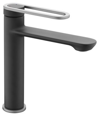 Mitigeur medium pour lavabo MAMBA noir - vidage clic-clac ABS coupelle métal