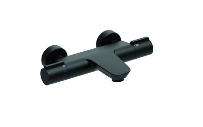 Mitigeur thermostatique bain et douche noir PACT. Corps froid. Croislllons métal