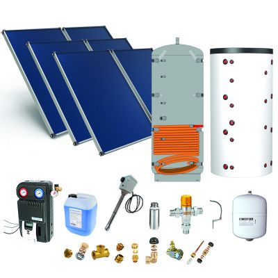 Pack F-SSC dble ballon-ECS 500L chauf.300L-6pann.-fix. toit. inclinée+ access.