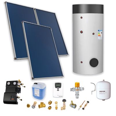 Pack D-SSC 300L hte t°-ECS semi-instant.-3 panneaux-fix. toit. plate+ access.