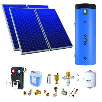 Pack E-SSC 400L moyenne t°-ECS instant. -4 panneaux-fix. toit. à percer + acces