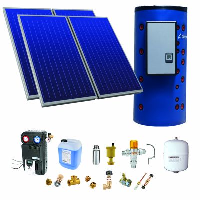 Pack E-SSC 500L moyenne t°-ECS instant.-4 panneaux-fix. toit. inclinée+ access.