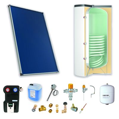 Pack A-CESI avec appoint élec.200L blanc -1 panneau-fix. toit. inclinée+ access.