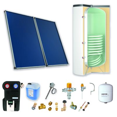 Pack A-CESI avec appoint élec.200L blanc -2 panneaux-fix. toit. plat + access