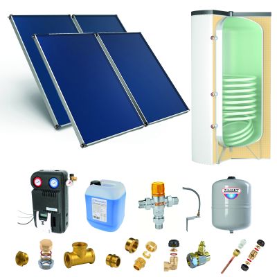 Pack A-CESI avec appoint élec.500L blanc -4 panneaux-fix. toit. inclinée+ access
