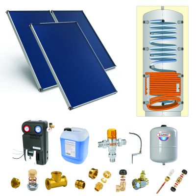 Pack B-CESI ballon 300L soutien primaire-3 panneaux-fix. toit. inclinée+ access.