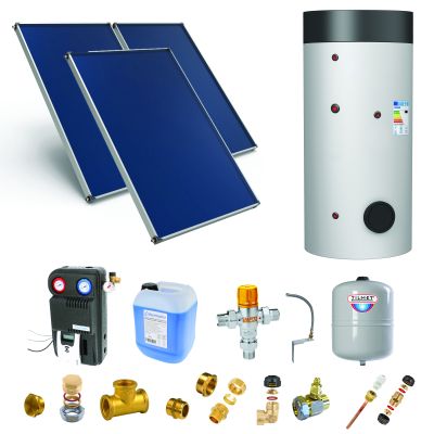 Pack C-CESI ballon 300L soutien PAC- 3 panneaux-fix. toit. plate+ access.