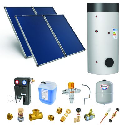 Pack C-CESI ballon 500L soutien PAC -4 panneaux-fix. toit. inclinée+ access.