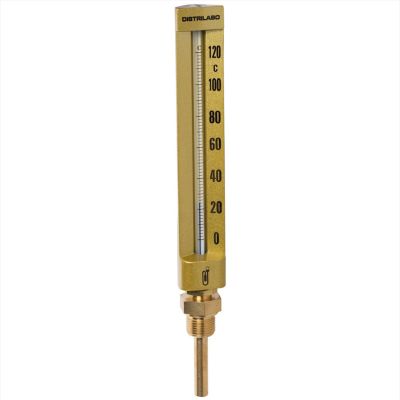 Thermomètre Indus. Droit L.200 plongeur 63 aluminium plage 0/120°C