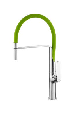 Mitigeur avec bec flexible pour évier. TUBIG chromé - vert