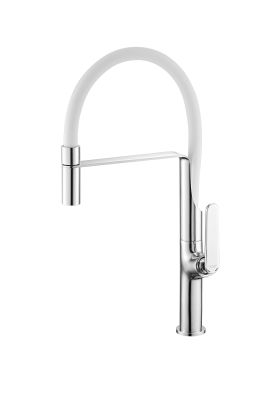 Mitigeur avec bec flexible pour évier. TUBIG blanc