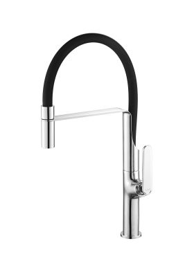 Mitigeur avec bec flexible pour évier. TUBIG chromé/noir