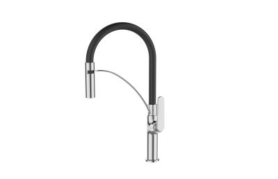 Mitigeur avec bec flexible pour évier. TUBIG chromé/noir