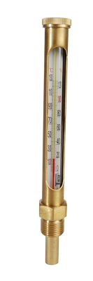 Thermomètre vertical droit L.260 plongeur 60 laiton plage 0/130° C
