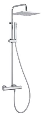 Système de douche thermostatique carréeWATA chromé - corps "froid" - pomme ABS