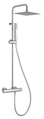 Système de douche thermostatique carréeWATA chromé - corps "froid"- pomme méta