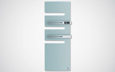 Radiateur sèche-serviettes connecté Serenis Premium mât droite 1750W Vert d'eau