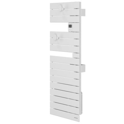 Sèche-serviettes connecté Nefertiti étroit mât gauche 500W blanc carat