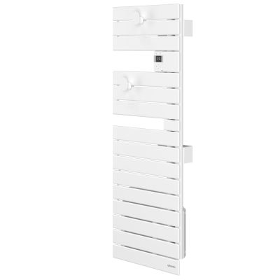 Sèche-serviettes connecté Nefertiti étroit mât gauche 1600W blanc brillant