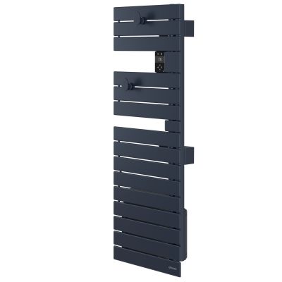 Sèche-serviettes connecté Nefertiti étroit mât gauche 500W bleu profond