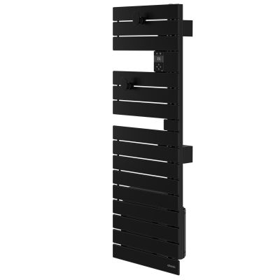 Sèche-serviettes connecté Nefertiti étroit mât gauche 1500W noir