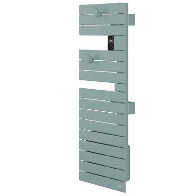 Sèche-serviettes connecté Nefertiti étroit mât gauche 500W vert d'eau