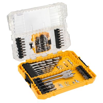 Moyen Coffret TOUGHCASE bois et métal 55 piècesForets HSS-G diamètre : 3, 4, 5, 6, 8, 10, 12mmMèche à bois plate diamètre : 14, 20mmEmbouts 25mm : PH1