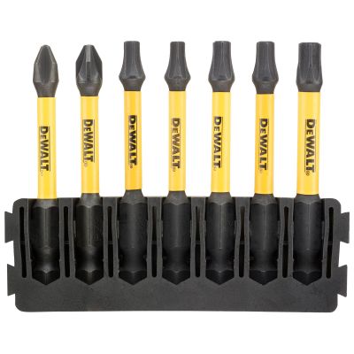 Barrette de 7 embouts de vissage Philipps/Pozidriv/Torx flextorq 57mm : PH2, PZ2, T20 (x2), T25 (x2), T30