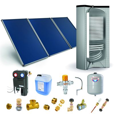 Pack Cylios CESI – ballon 300 L, 3 capteurs, fixation toit tôle ondulée