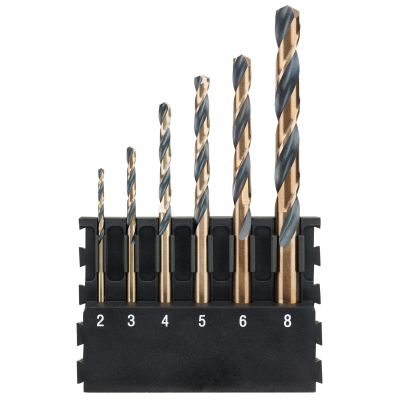 Barrette de 6 forets métal Black&Gold : Ø 2mm, 3mm, 4mm, 5mm, 6mm, 8mm