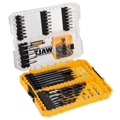 Moyen Coffret TOUGHCASE bois 57 piècesMèche à bois 3 pointes diamètre : 3, 4, 5, 6, 8, 10, 12mmMèche à bois plate diamètre : 12, 14, 16, 20, 22, 25mmE