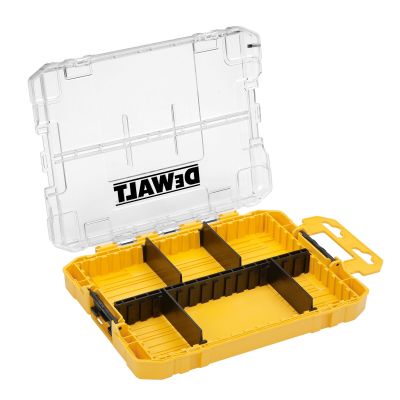 Moyen coffret de rangement ToughCase (vide) + petite boîte d’embouts (vide) + 6 séparateurs + 4 barrettes d’embouts de vissage vides (2x25mm et 2x57m