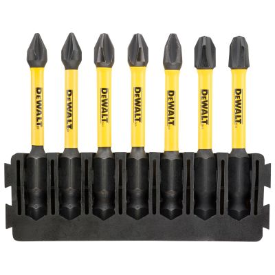 Barrette de 7 embouts de vissage Philipps flextorq 57mm : Ph1 (x2), Ph2 (x3), Ph3 (x2)