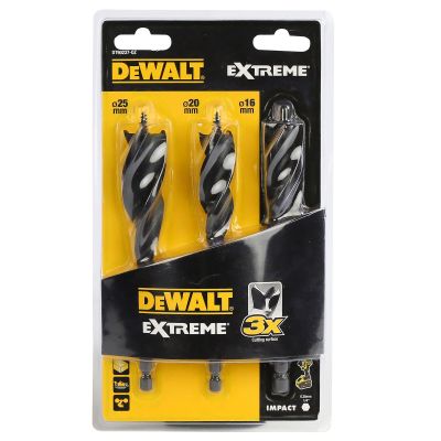 3 mèches à bois 3 pointes Extreme diamètres ; 16, 20, 25mm